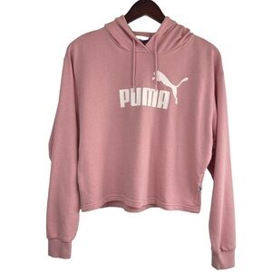 𝅺Puma Graphic Logo Crop Hoodie Sweatshirt Pink Women’s Size S